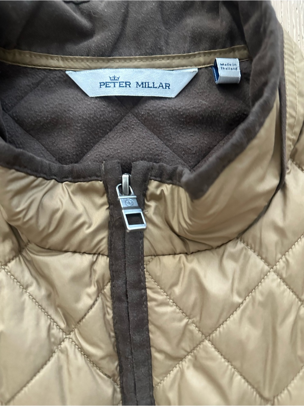 Peter Millar Essex Quilted Vest Men’s XL Olive Fleece Lined Windproof Full Zip - Picture 4 of 9